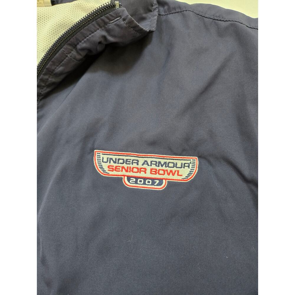UNDER ARMOUR SENIOR BOWL Football Full Zip Windbreaker Jacket Mens L Navy Blue - Picture 4 of 6